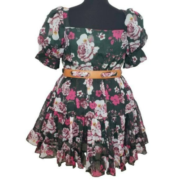 Latiste by Amy Green Floral Sweetheart Neckline Short Sleeve Dress XL - Picture 7 of 15